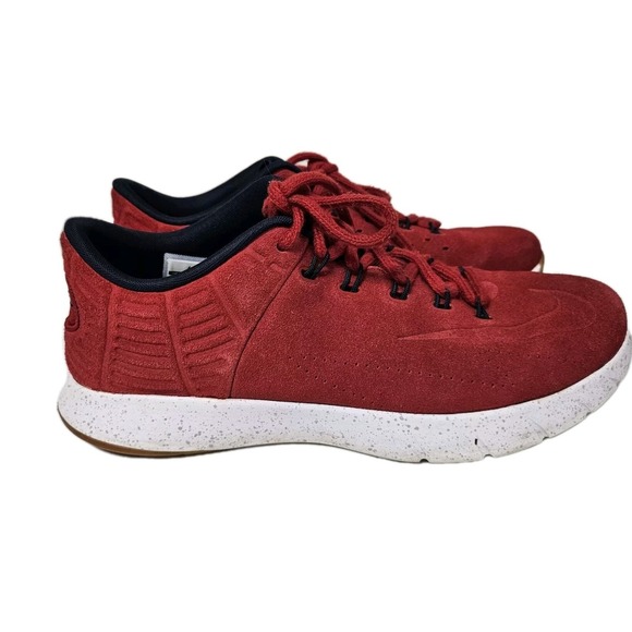 Nike Sneakers Lunar Hyperrev Low Men's 11.5 Red Obsidian Suede 802557-600 EUC - Picture 1 of 10